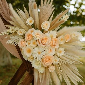 Elegant Cream and Tan Floral Arrangement Wedding Arch Decor